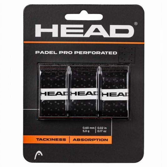 Head Padel Pro Perforated Overgrip – Black (3 Pack)